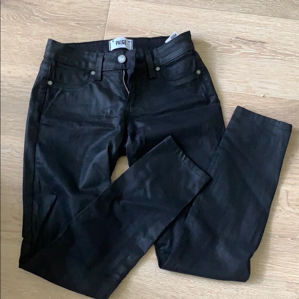 Paige Horton Ultra Skinny Black Wax Jeans size 25